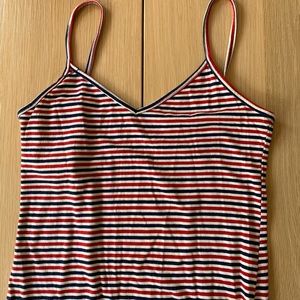 American Apparel Red Blue Striped Midi Singlet Dress XS